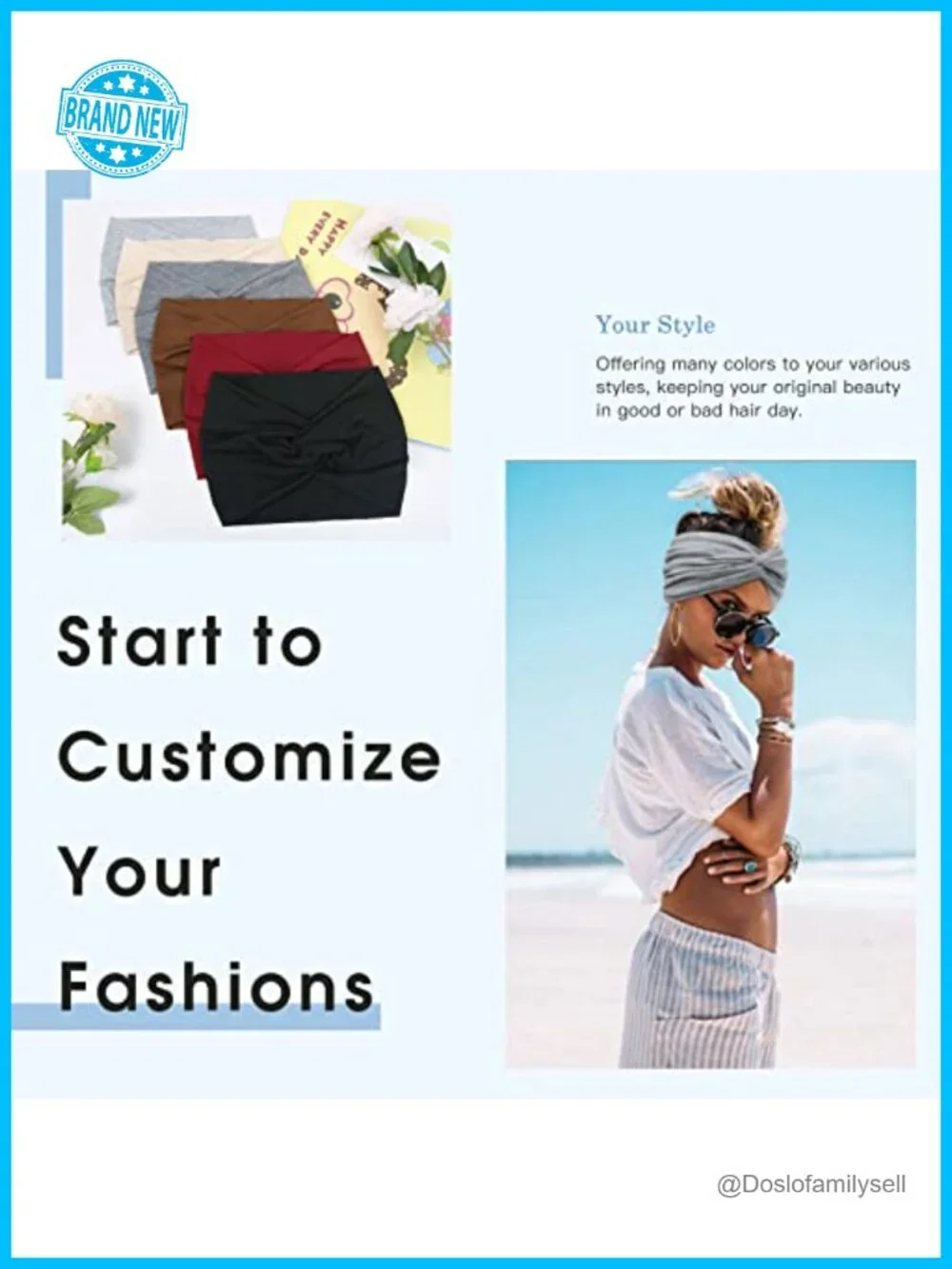 Extra Wide Turban Headbands for Women, 6 Pack, Soft Polyester, Non-Slip
